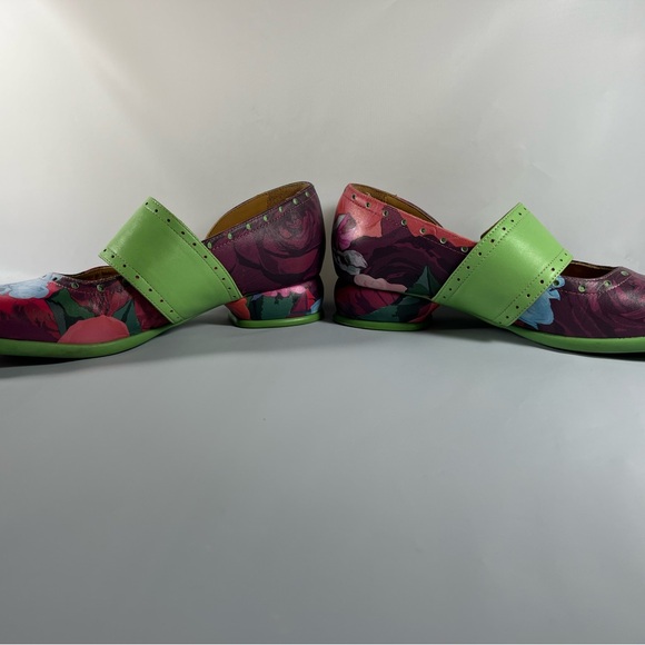 John Fluevog Floral Cleo Shoes with Lime Green Accents - Picture 8 of 12